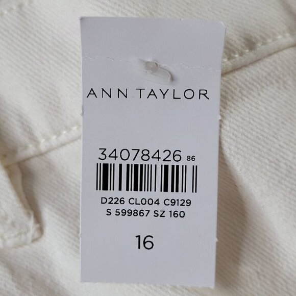 Ann Taylor The Taper Jeans Size 16 Lean Thru Hip Thigh Tapered Leg Ivory 38X26 - Picture 5 of 12